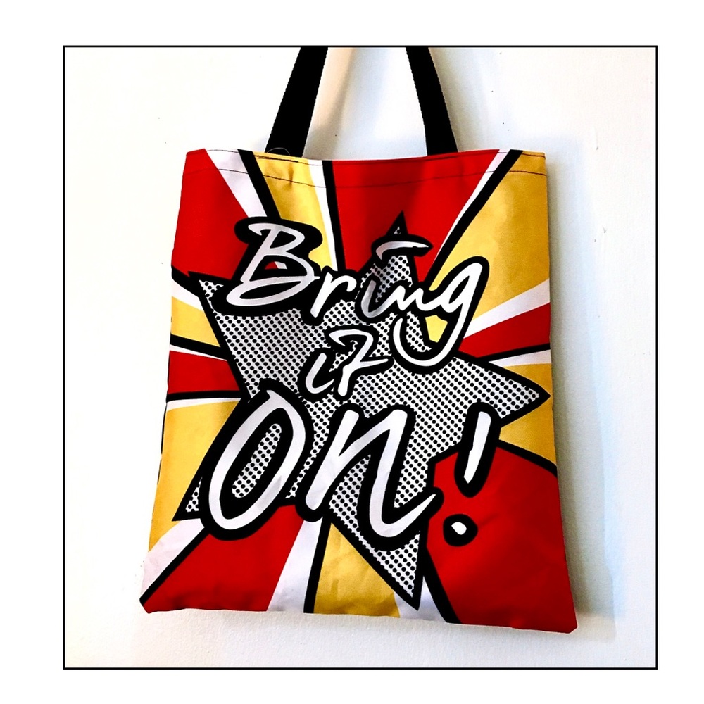 NWT "Bring it On!" Graphic Pop Art Tote Bag - Picture 2 of 9
